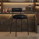Banqueta Cozinha Alta com Encosto Industrial Preto Londres Pu Facto D03 - D Rossi