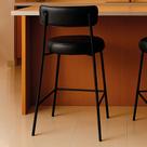 Banqueta Cozinha Alta com Encosto Industrial Preto Londres PU Preto D03 - D Rossi
