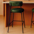 Banqueta Cozinha Alta com Encosto Industrial Preto Londres PU Verde D03 - D Rossi