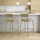 Banqueta Cozinha Alta com Encosto Kit 2 Industrial Dourado Londres New Couro Flex D03 - D Rossi