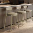 Banqueta Cozinha Alta com Encosto Kit 3 Industrial Dourado Londres New Couro Flex D03 - D Rossi