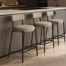 Banqueta Cozinha Alta com Encosto Kit 3 Industrial Preto Londres New Couro Flex D03 - D Rossi