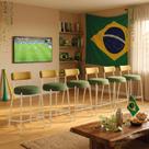 Banqueta Cozinha Alta Londres Kit6 Napoli Hidrorepelente Verde e Amarelo D03 - D Rossi