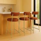 Banqueta Cozinha Média com Encosto Industrial Champanhe Kit 3 Londres PU D03 - D Rossi