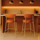Banqueta Cozinha Média com Encosto Industrial Dourado Kit 2 Londres PU Whisky D03 - D Rossi