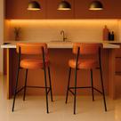 Banqueta Cozinha Média com Encosto Industrial Preto Kit 2 Londres PU Whisky D03 - D Rossi