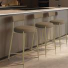 Banqueta Cozinha Média com Encosto Kit 3 Industrial Dourado Londres New Couro Flex D03 - D Rossi