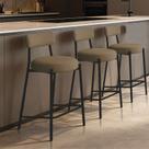 Banqueta Cozinha Média com Encosto Kit 3 Industrial Preto Londres New Couro Flex D03 - D Rossi