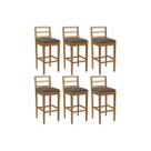 Banqueta Cozinha Sofia 1BMM006CA Premium Madeira Maciça Kit 6 Un Carvalho/Linho Escuro - Kappesberg Banqueta Cozinha Sofia 1BMM006CA Premium Madeira Maciça Kit 6 Un Carvalho/Linho Escuro - Kappesberg