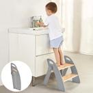 Banqueta de 2 degraus Joothlin Wooden para banheiro infantil dobrável cinza