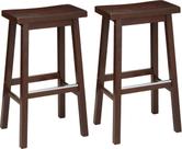 Banqueta de bar Amazon Basics, assento de selim de madeira maciça, 29 polegadas, pacote com 2 unidades