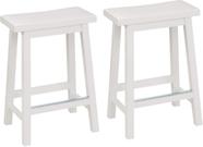 Banqueta de bar Amazon Basics, assento de selim de madeira maciça, branco, 24 cm
