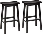 Banqueta de bar Amazon Basics, assento de selim de madeira maciça de 29 polegadas, preto