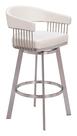 Banqueta de bar Zuo Bantry Swivel em material sintético branco com apoio de braço