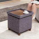 Banqueta de descanso para pés em forma de cubo de 15 polegadas Storage Ottoman Ao Lei, cinza