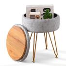 Banqueta de descanso para pés Storage Ottoman Cpintltr Modern Velvet cinza claro