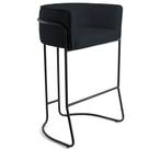 Banqueta Decorativa Fixa Base de Aço Preto Betina D02 Material Sintético Preto C-05 - Lyam Decor