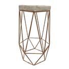 Banqueta Decorativa Hexagonal Aramado Cobre Suede Bege Banqueta Decorativa Hexagonal Aramado Cobre Suede Bege