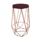 Banqueta Decorativa Paris Aramada Base Bronze Suede Bordô