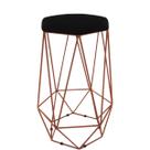 Banqueta Decorativa Paris Aramada Base Bronze Suede Preto