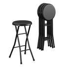 Banqueta Dobrável Cosco 61 cm com Assento Acolchoado em Vinil, Preta, Kit com 4