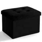 Banqueta dobrável de armazenamento LINMAGCO Ottoman Velvet Black