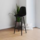 Banqueta Eames Design Moderno Tubo de Ferro Preto Assento Preto Banqueta Eames Design Moderno Tubo de Ferro Preto Assento Preto