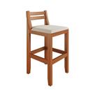 Banqueta em Madeira Maciça Ibiza Ilha 78 Cm com Encosto - Malbec Assento Off White