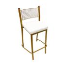 Banqueta Empilhável Altura 75cm para Bar cor Dourado Fosco assento branco Banqueta Empilhável Altura 75cm para Bar cor Dourado Fosco assento branco