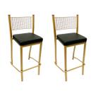 Banqueta Empilhável Altura 75cm para Bar cor Dourado Fosco assento preto Kit 2 unidades Banqueta Empilhável Altura 75cm para Bar cor Dourado Fosco assento preto Kit 2 unidades
