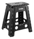 Banqueta Escada Plastica Dobrável 45cm 150kg Preta Vonder