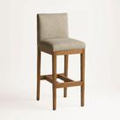 Banqueta Estofada em Tecido Linho ou Veludo 105cm x 42cm com Base em Madeira Natural