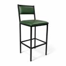Banqueta Flora Altura 65cm com Reforço Preta Assento e Encosto Verde