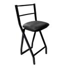 Banqueta Gourmet Alta Metal Estilo Industrial Assento material sintético Preto