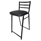 Banqueta Gourmet Alta Metal Estilo Industrial Estofada material sintético Preto