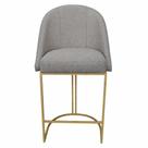 Banqueta King Base de Ferro Linho Grafite - D'Classe Decor