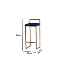 Banqueta Lavinia Bronze Veludo Azul Marinho - Metal Móveis