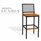 Banqueta Luanda Preto Assento Madeira Demolição