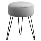 Banqueta LUE BONA Grey Velvet para sala de maquiagem com almofada