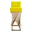 Banqueta Luma Base de Ferro Sued Amarelo - D'Classe Decor