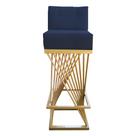 Banqueta Luma Base de Ferro Sued Azul Marinho - D'Classe Decor