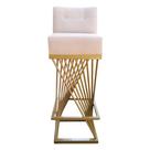 Banqueta Luma Base de Ferro Sued Bege - D'Classe Decor