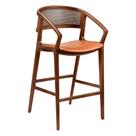 Banqueta Madeira Maciça com Braço Cyndi 53cm material sintético Caramelo - Sallar Home