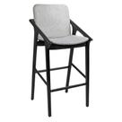 Banqueta Madeira Maciça com Braço Perry 49cm Linho Cinza Claro - Sallar Home