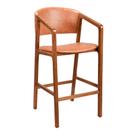Banqueta Madeira Maciça com Braço Thor 53cm material sintético Caramelo - Sallar Home
