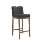 Banqueta Madeira Nogueira Maciça tecido Cinza Escuro Modelo Ester Altura 70cm Banqueta Madeira Nogueira Maciça tecido Cinza Escuro Modelo Ester Altura 70cm
