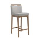 Banqueta Madeira Nogueira Maciça tecido Cinza Modelo Ester Altura 70cm Banqueta Madeira Nogueira Maciça tecido Cinza Modelo Ester Altura 70cm