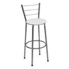 Banqueta Média Cromada Com Encosto Para Cozinha Assento Branco