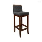 Banqueta Média em Madeira Castanho Nice Matelassê Suede Cinza CCS Banqueta Média em Madeira Castanho Nice Matelassê Suede Cinza CCS