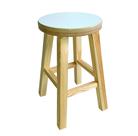 Banqueta Média Hardman Madeira Natural Assento Redondo Tampo Mdf